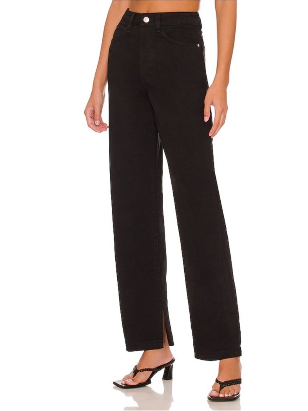 WeWoreWhat Revolve Mom Slit Straight Jeans Black Size 29 NWT New